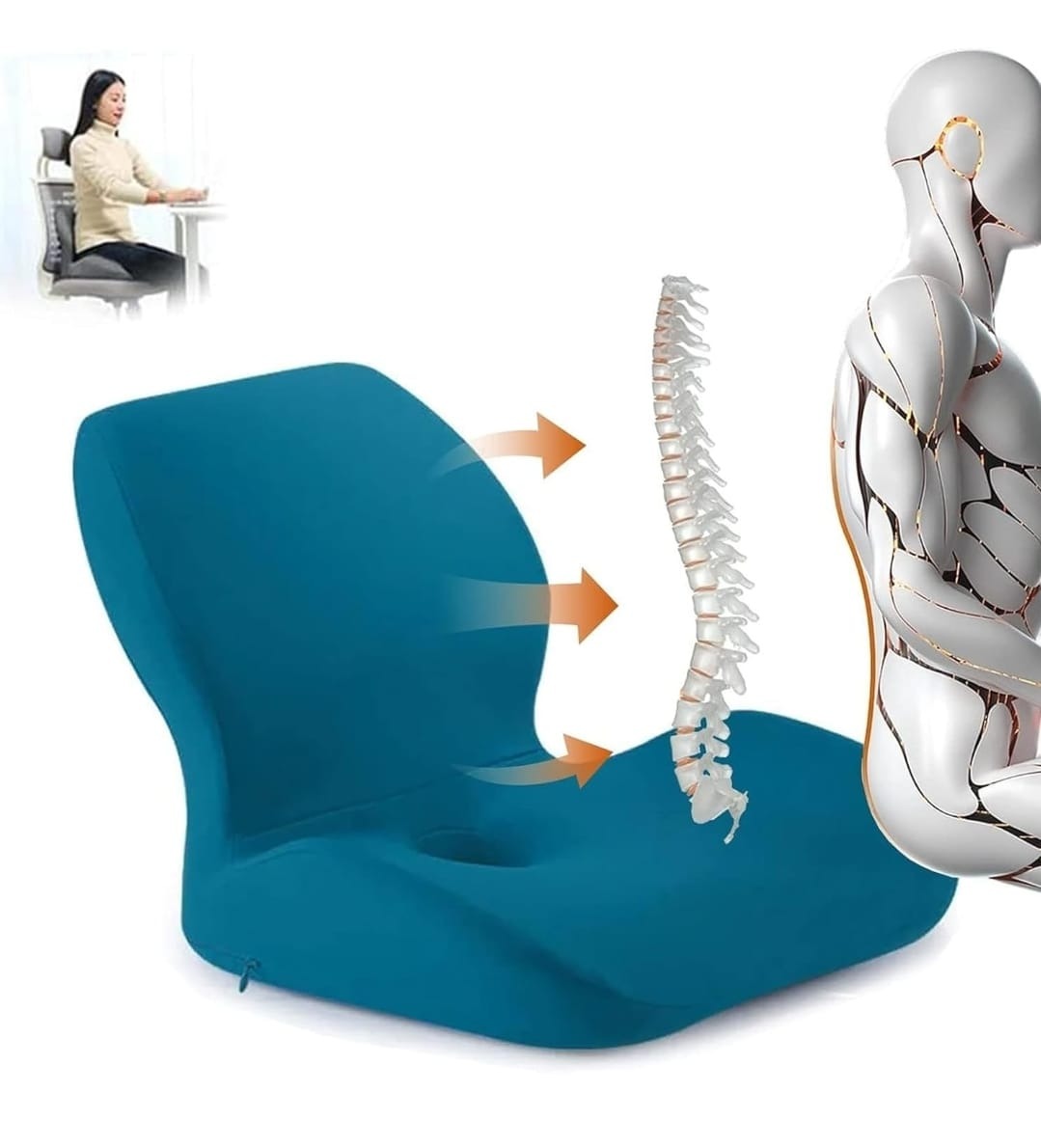 Ergonomic Lumbar Support Cushion ā Soft PU Memory Foam Backrest Pillow for Office Chair, Car & Home Use